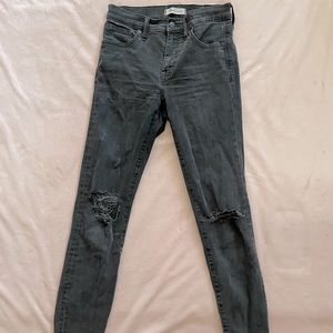 Madewell black ripped high rise skinny jeans
